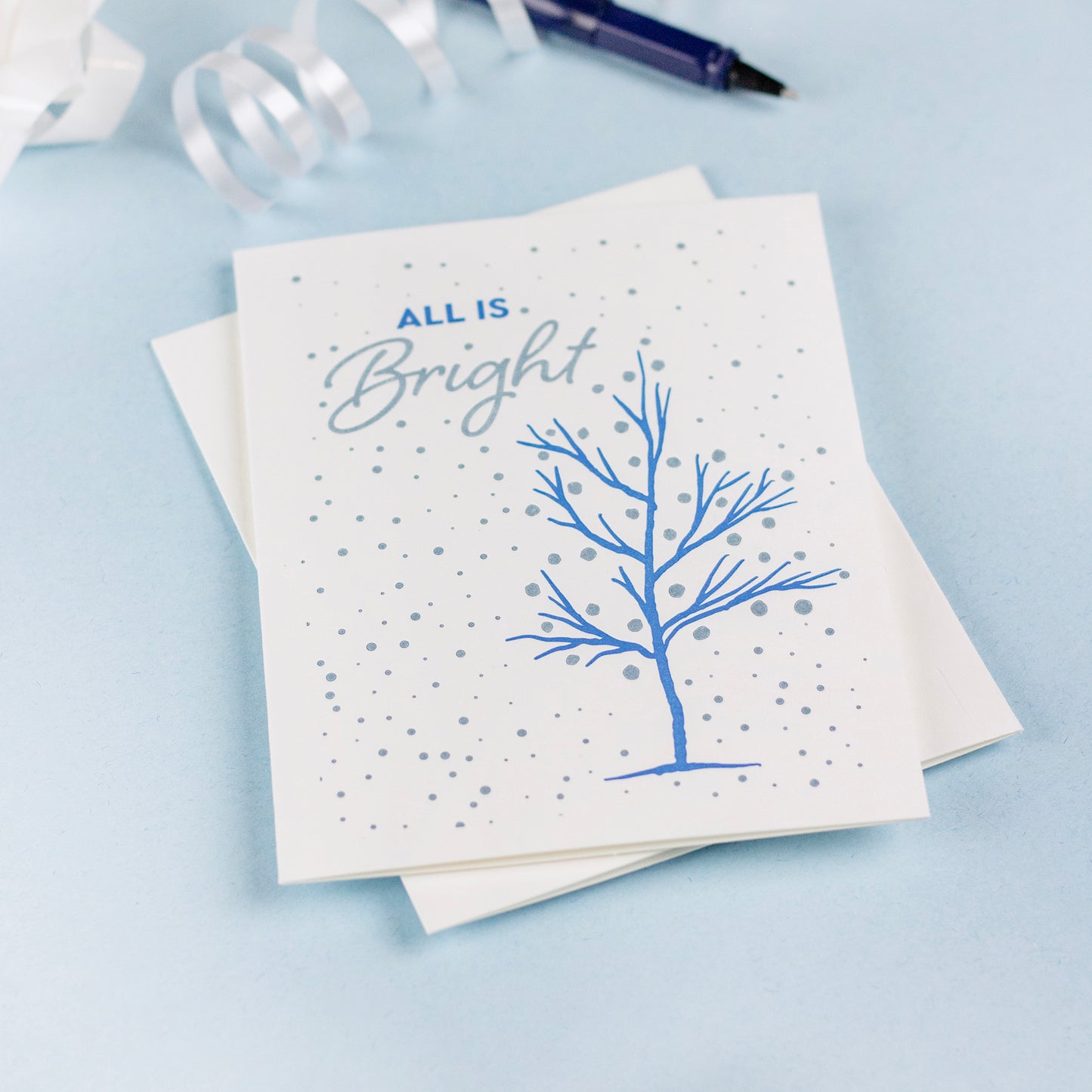 All Is Bright Letterpress Card (Set of 5)