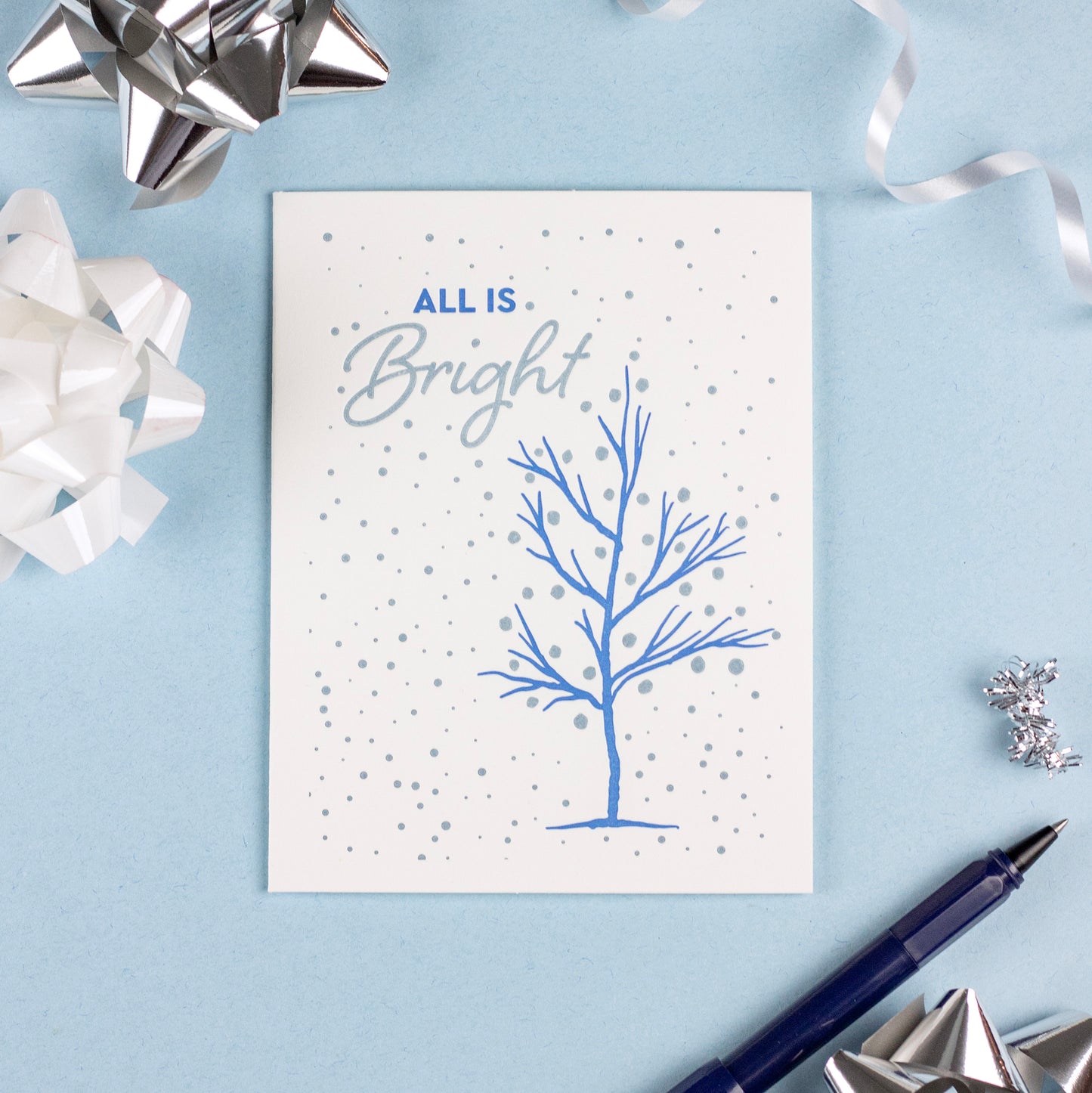 All Is Bright Letterpress Card