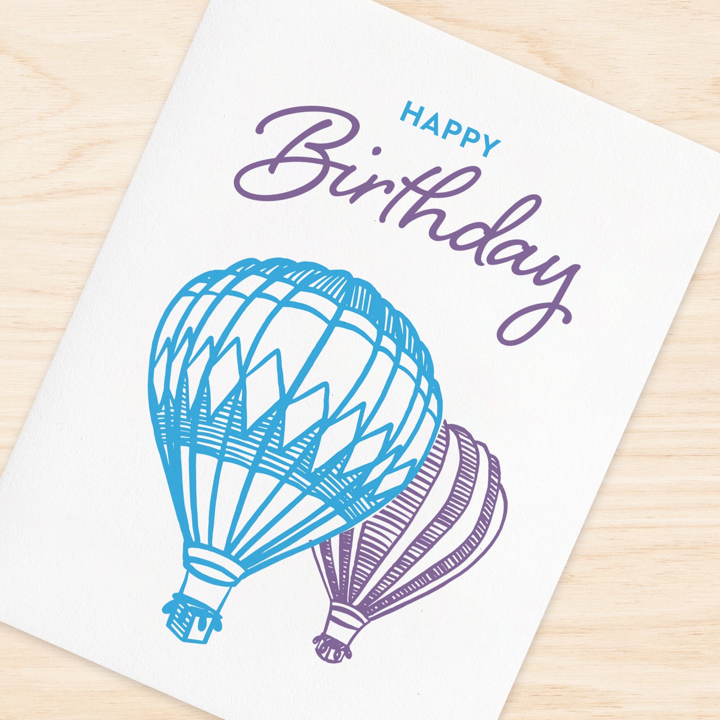 Hot Air Balloon Birthday Letterpress Card