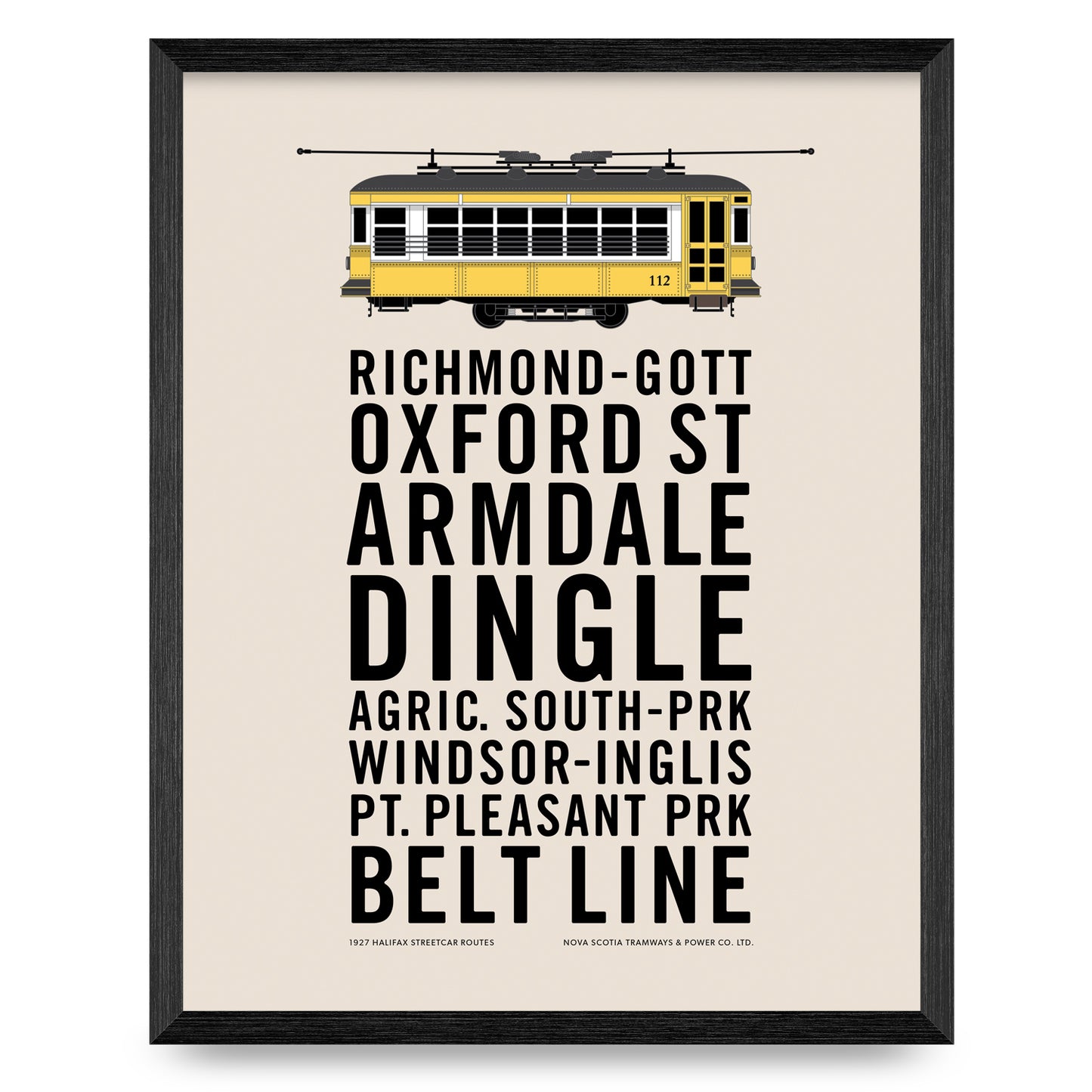 Halifax Streetcar Route Names 11x14 Print