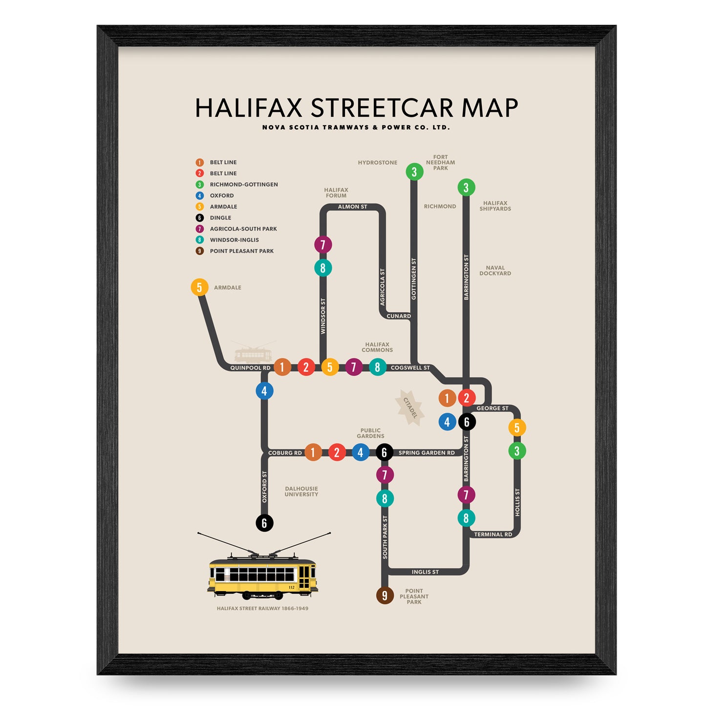 Halifax Streetcar Map 11x14 Print