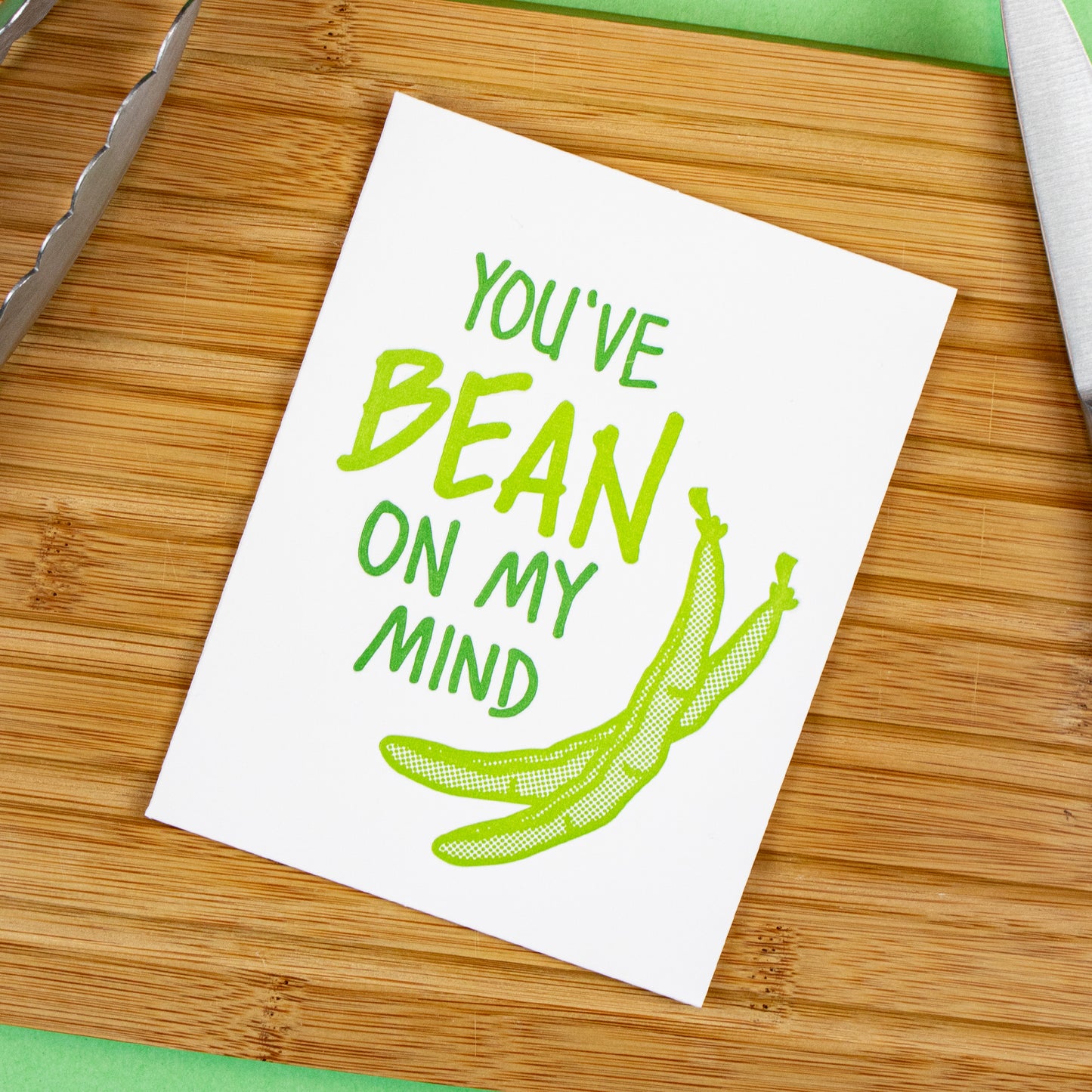 Green Bean Love Letterpress Card