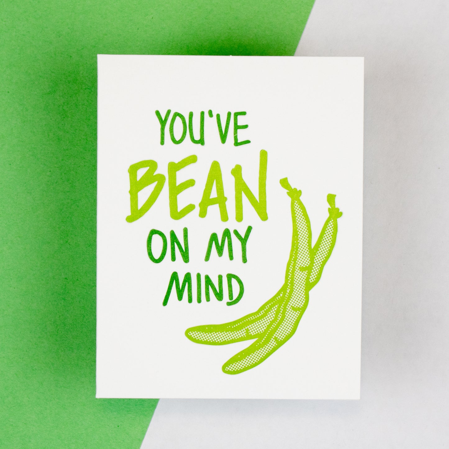 Green Bean Love Letterpress Card