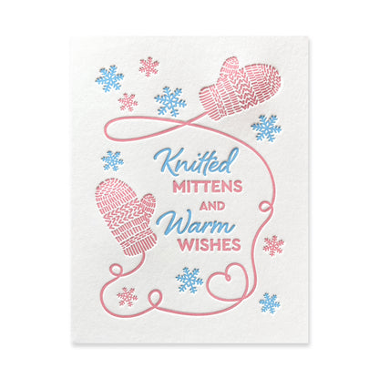 Knitted Mittens Letterpress Card