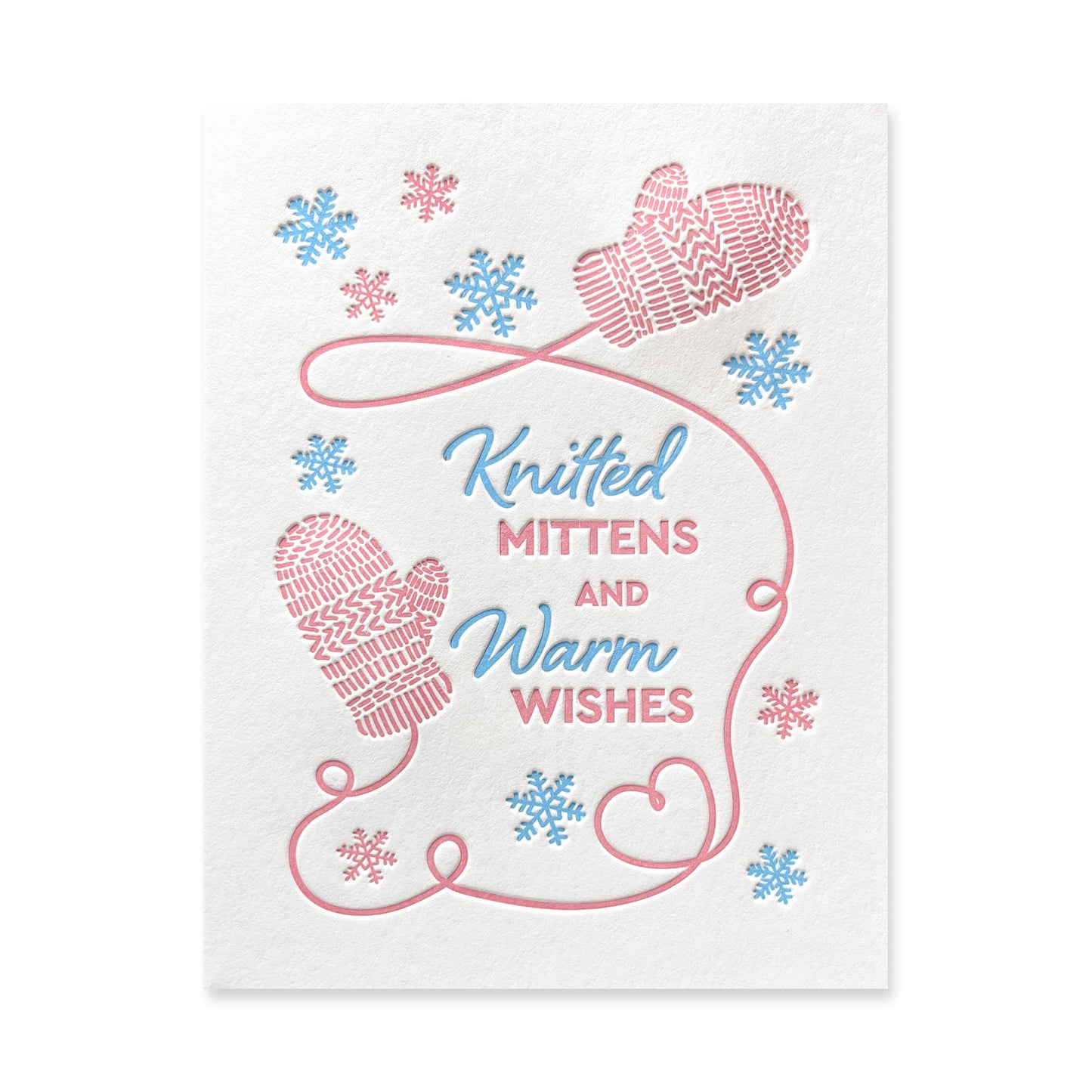 Knitted Mittens Letterpress Card (Set of 5)