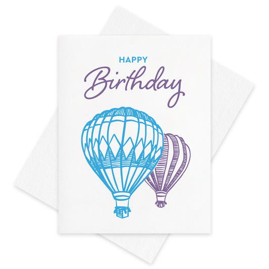 Hot Air Balloon Birthday Letterpress Card