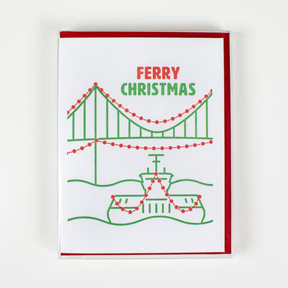 Ferry Christmas Letterpress Card (Set of 5)