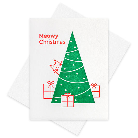 Meowy Christmas Letterpress Card (Set of 5)