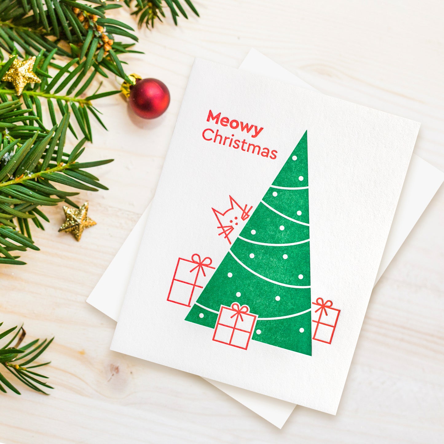 Meowy Christmas Letterpress Card (Set of 5)