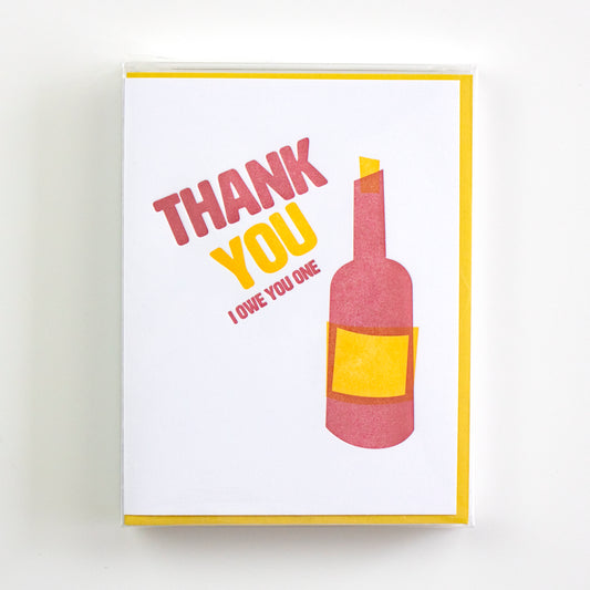 Wine Thank You Letterpress Card (Set of 5)