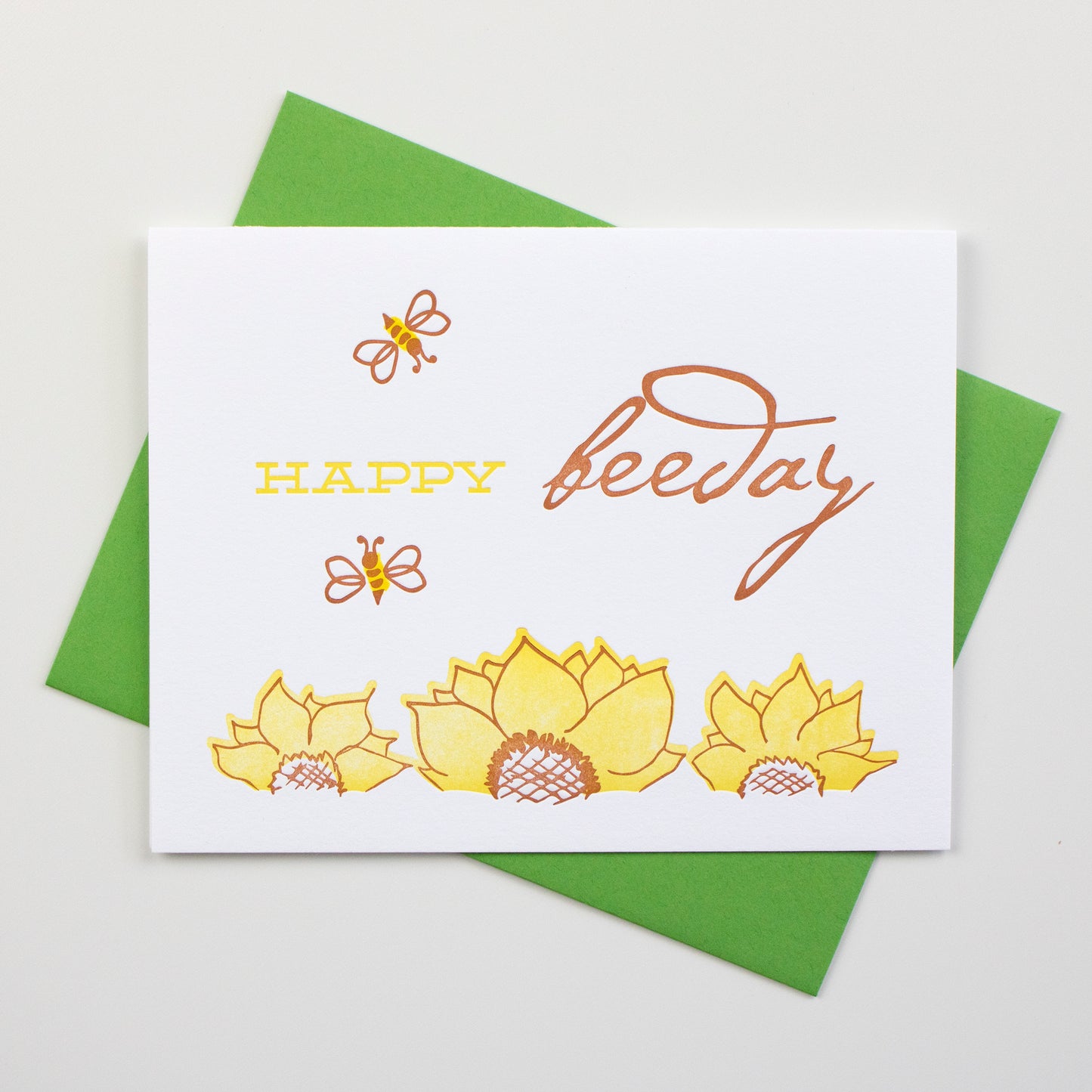 Sunflower & Bee Birthday Letterpress Card