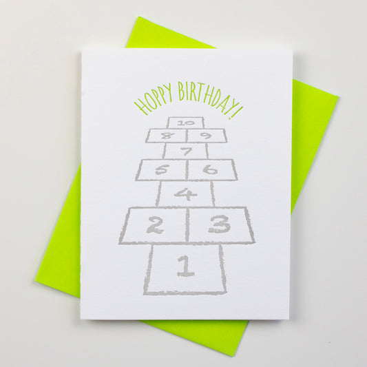 Milestone Hopscotch Birthday Letterpress Card (ages 1-10)