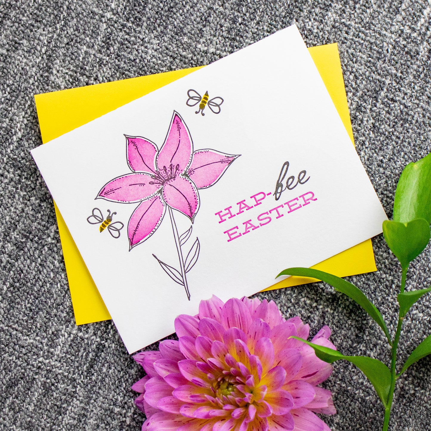 Bee & Lily Easter Letterpress Card