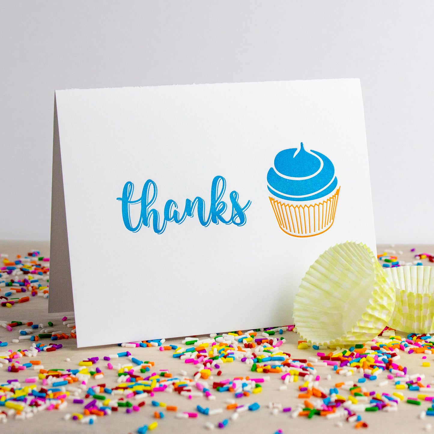 Cupcake Thanks Letterpress Card