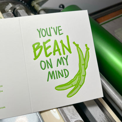 Green Bean Love Letterpress Card