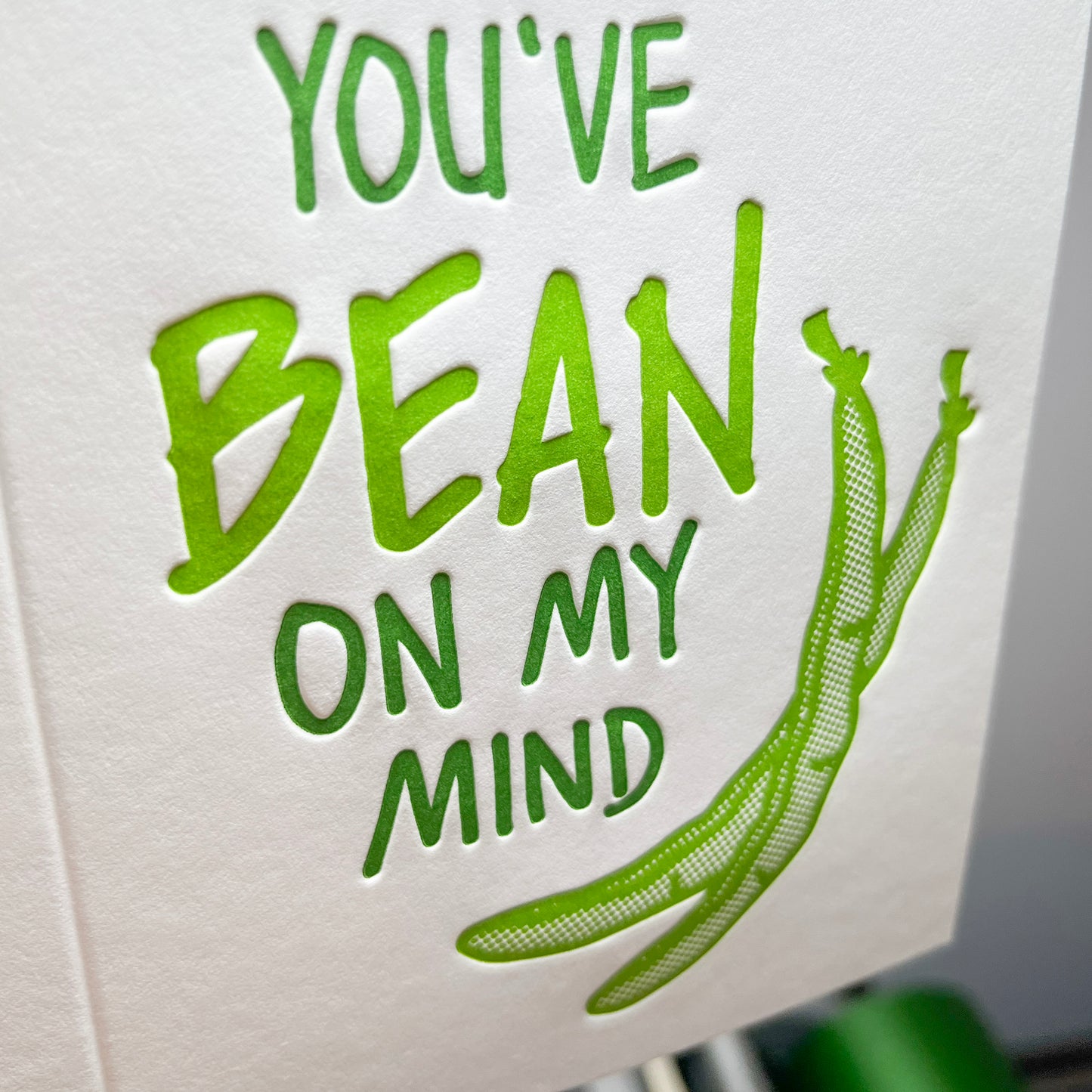 Green Bean Love Letterpress Card